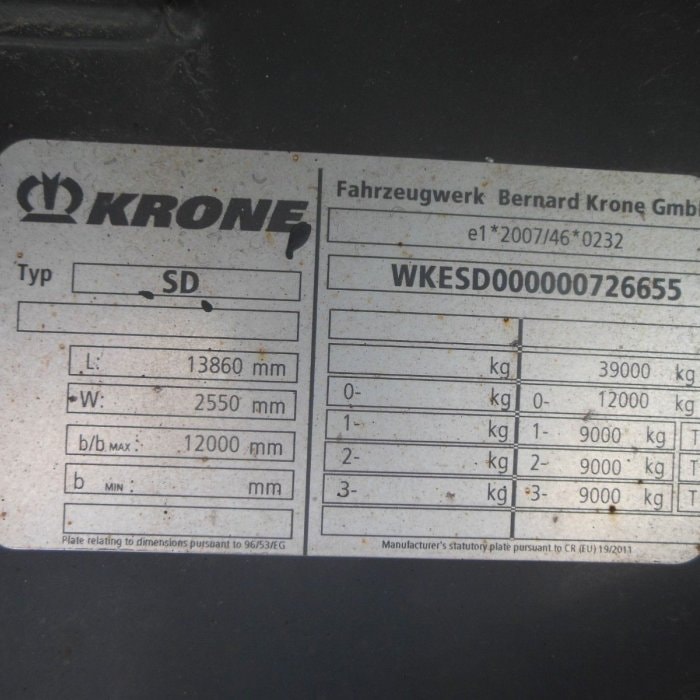 KRONE SD Mega Liner, Zvedací náprava návěs pro nákladní přepravu